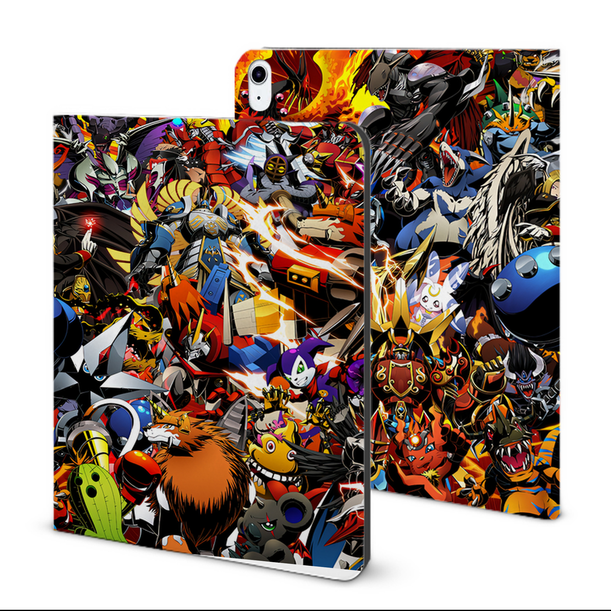 （画像用） Digimon デジタルモンスター/デジモン IPad ケース ブック型 PUレザー TPU 耐衝撃 軽量 薄型 ペン収納なし 全面保護 IPad 各モデル対応